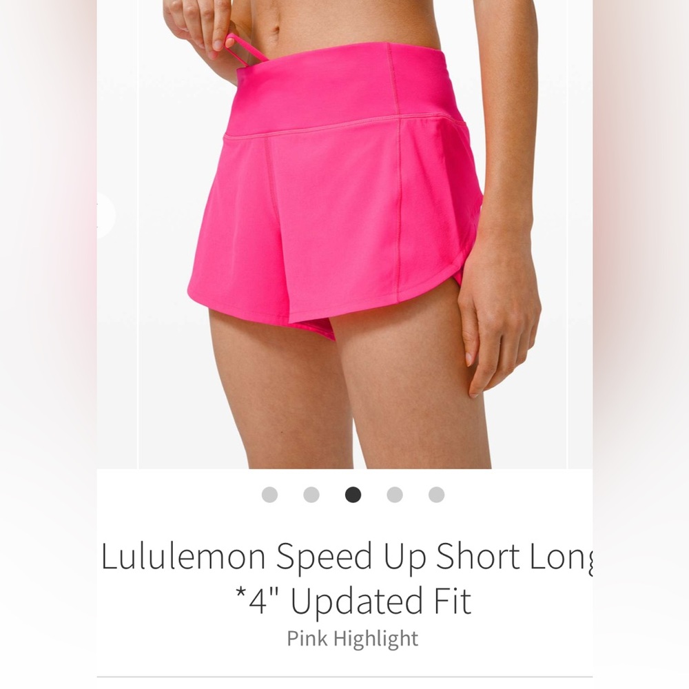 Lululemon Athletica “Highlighter Pink” MR Speed Short 4” 8/M